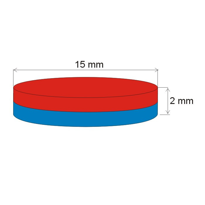 Neodymium magnet cylinder dia.15x2 N 80 °C, VMM4-N35