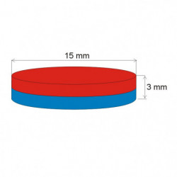 Neodymium magnet cylinder dia.15x3 N 80 °C, VMM8-N45
