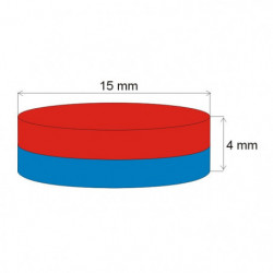 Neodymium magnet cylinder dia.15x4 N 80 °C, VMM4-N35