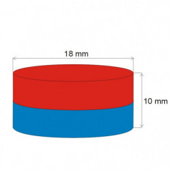 Neodymium magnet cylinder dia.18x10 N 80 °C, VMM5-N38