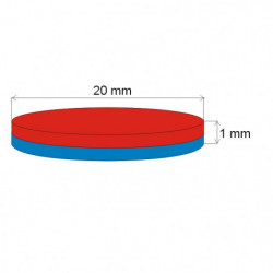 Neodymium magnet cylinder dia.20x1 N 80 °C, VMM6-N40