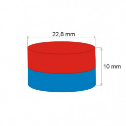 Neodymium magnet cylinder dia.22,8x10 N 80 °C, VMM10-N50