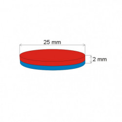 Neodymium magnet cylinder dia.25x2 N 80 °C, VMM4-N35