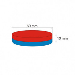 Neodymium magnet cylinder dia.60x10 N 80 °C, VMM6-N40