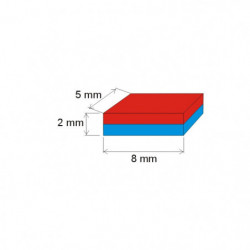 Neodymium magnet prism 8x5x2 P 80 °C, VMM5-N38